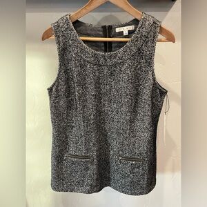 NWT CAbi Black and White cotton blend Tweed top size M